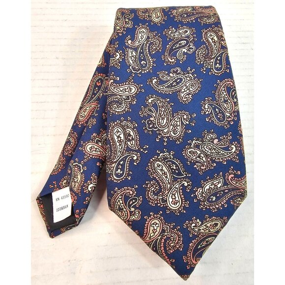 Vintage Clubfellow Blue Paisley 100% Silk Mens Tie - Picture 1 of 5